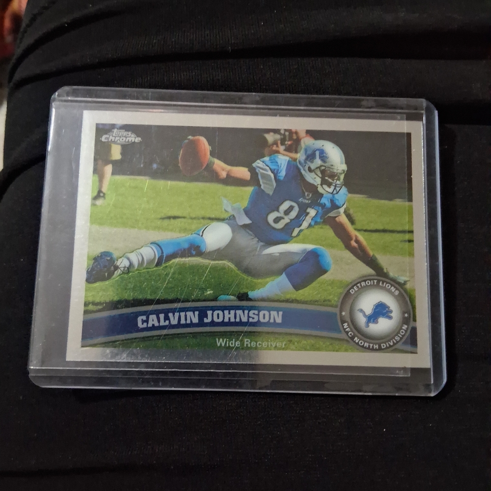 Topps Chrome Calvin Johnson Trading Card - Blue and White